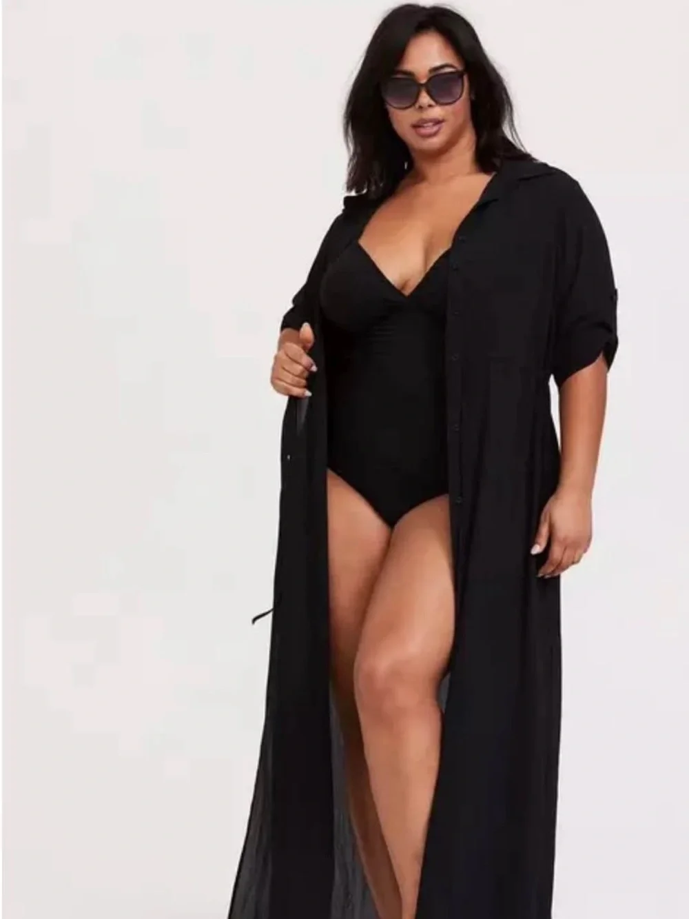 torrid NWT Black Long Button-Front Coverup